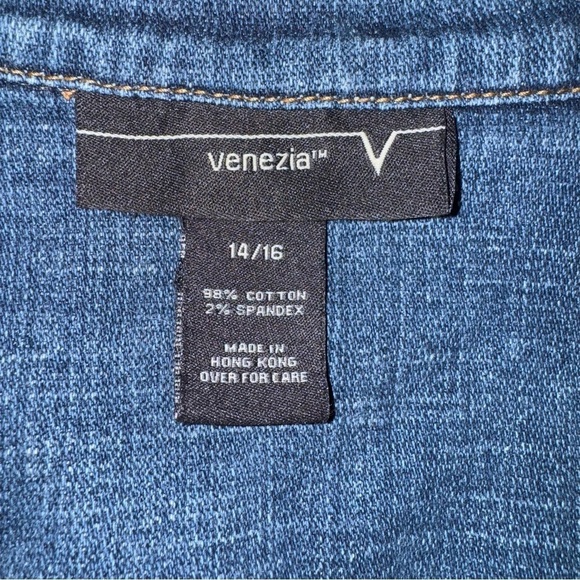 Venezia Girls 14/16 Blue Jean Jacket with Mid-Thigh Length Classic Denim Trucker - Picture 4 of 4